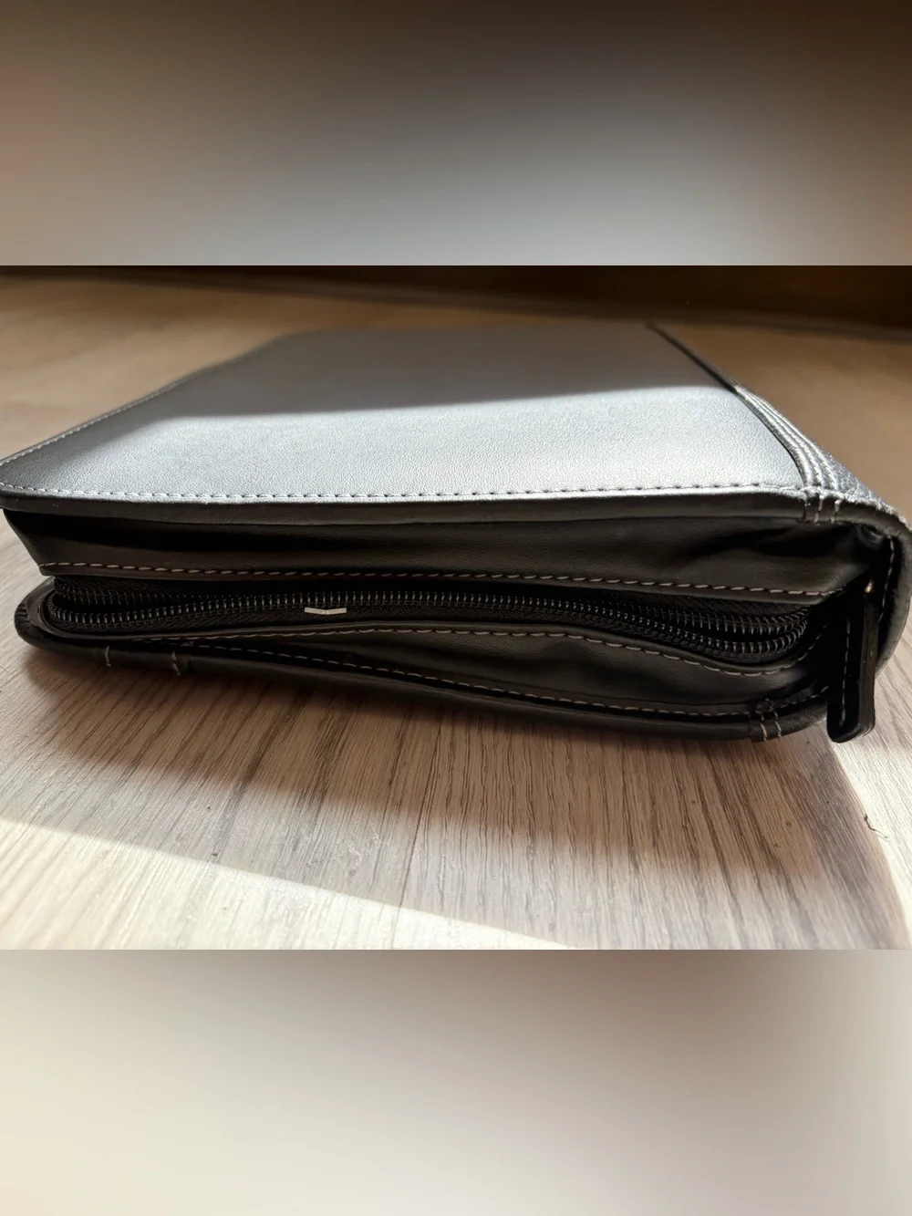 VTG Franklin Covey Black Faux Leather Zip Around 7 Ring Planner Binder w/ Calc